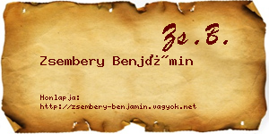 Zsembery Benjámin névjegykártya